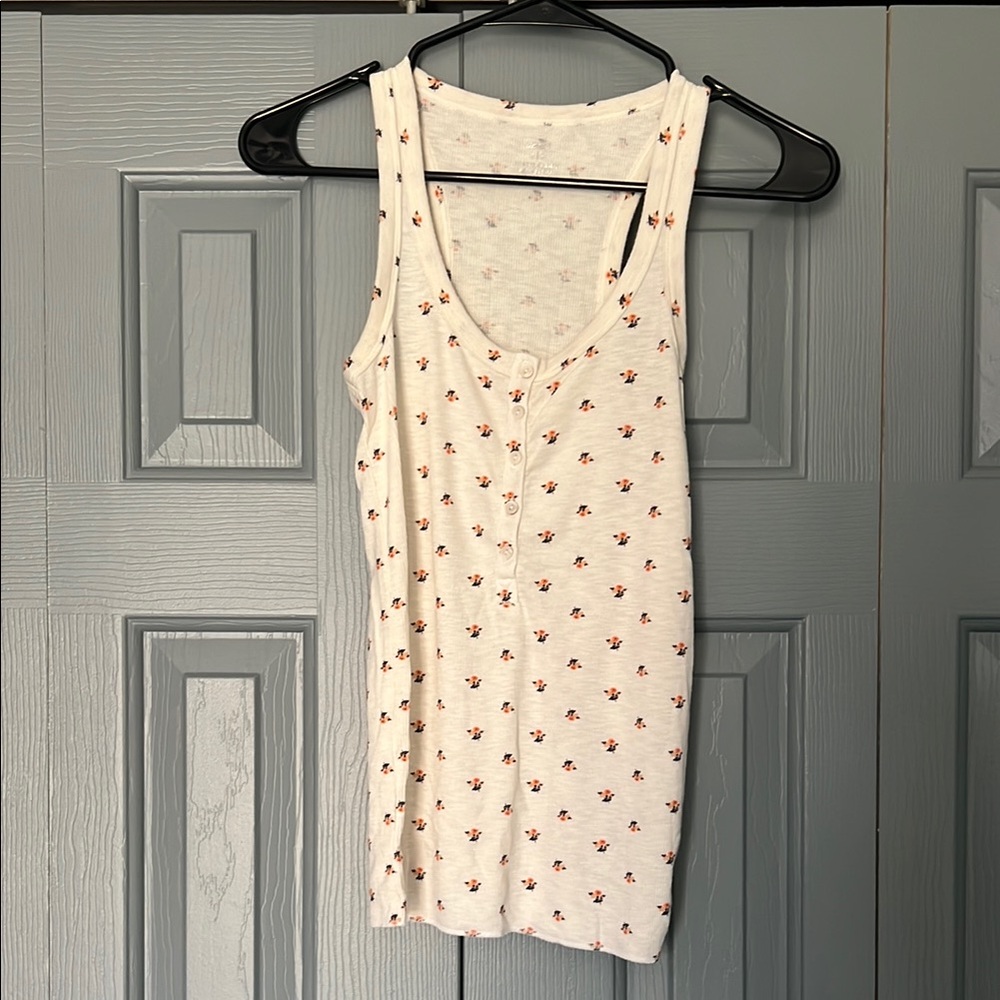 Aerie Cream Fitted Sleeveless Tank Top